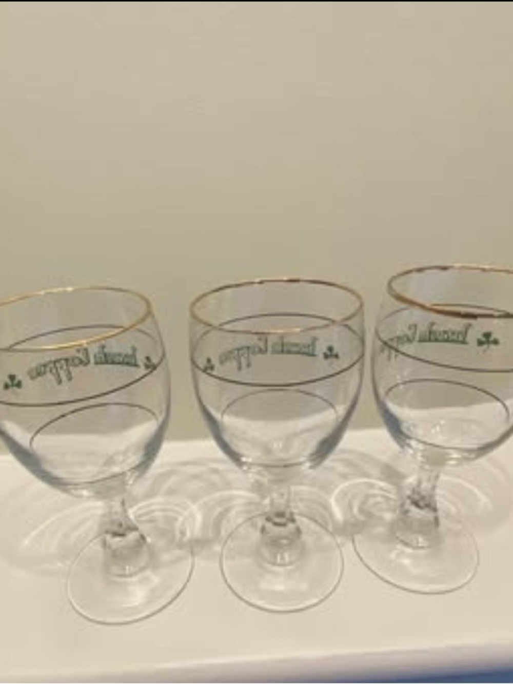 Three Irish Coffee Stemmed Glasses 6” tall